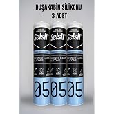 Selsil 3 adet Duşakabin Silikonu, Suya Neme K&uuml;fe Dayanıklı Sızdırmazlık