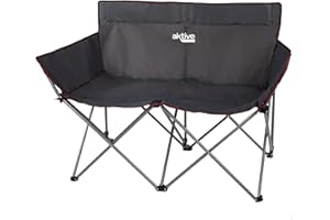 AKTIVE Silla Plegable Doble, Medidas 107x63x88cm, Capacidad 2 Personas - Peso máximo 110kg por Persona, Estructura de Acero, Silla Alta :47 cm, Ligera, fácil de Plegar y Transport (52882)