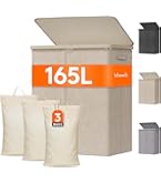 Lifewit 160L Bamboe Wasmand Met Deksel, 2 Compartimenten Met Verwijderbare Voeringen Voor Wasruimte Slaapkamer, Donkergrijs Lifewit 160L Bamboe Wasmand Met Deksel, 2 Compartimenten Met Verwijderbare Voeringen Voor Wasruimte Slaapkamer, Donkergrijs