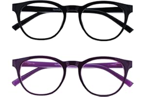 OPULIZE Blu Gafas de Lectura con Bloqueo de Luz Azul Montura Redonda Bisagras de Muelle Mejoran el Sueño Ordenador Gaming Antirreflejante Hombre Mujer B5