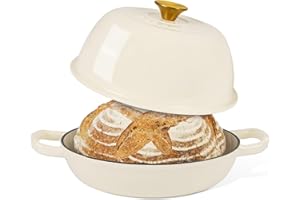 Enamelled Cast Iron Dutch Oven Pot – Dutch Oven For Sourdough Bread Baking – Cast Iron Bread Pot – cream, 6 Quarts, 26cm – by Nuovva