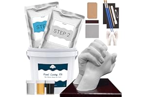 TENEE Hand Casting Kit Couples & Hand Molding Kit for Adults, with Base & Card Stand Hand Mold kit Couples for Holiday Activities, Wedding, Couples Gifts - 3 Paint (Black, Gold, Silver)