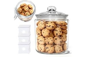 Masthome Barattolo per Biscotti in Vetro, Barattolo Vetro con Coperchio, Vaso di Conservazione, 3.9L, Bocca Larga, Trasparente, Biscottiera Ermetico per Biscotti, Dolciumi, Cereali e Altri Alimenti