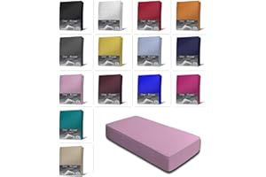 one-home Jersey Spannbettlaken Spannbetttuch Bettlaken weich 100% Baumwolle Rundumgummi, Maße:90-100 x 200 cm, Farbe:Rosa