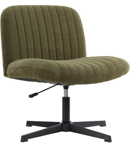 Merax Ergonomische Bureaustoel Zonder Wielen – Crème Wit – Linnen Stof