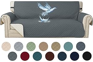 YSTELLAA Impermeable Funda Sofa 3 Plazas, Fundas para Sofa Antideslizante, Extraíbles, con Bolsillos Lateral, Anti Gatos Arañazo Y Perros Mascotas, Antimanchas Lavables, Gris Oscuro
