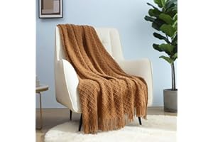 CREVENT Dzianinowy koc dekoracyjny na kanapę Sofa Krzesło Łóżko Miękki Ciepły Przytulny Lekki Na Wiosnę Lato (127cmX152cm Brązowy)