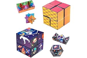 AUTOAU Cubo Infinito, 2 in1 Cubo Magico Deformación Puzzle Infinity Cube, Anti Stress el Estrés y la Ansiedad Flipping Fidget Toy Regalos Creativos para Chicos Chicas y Adultos (Cósmico + Colorido)