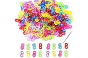 Tuilful 600 Colorful S Clips, Y Loom & 1 Crochet Hook - Rubber Band Connectors for DIY Bracelet Crafting, S Clips Refills Kit, and Jewelry Making Accessories