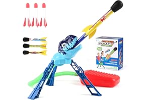 Qivange Dinosaur Air Rocket Launcher Toy – 6-Piece Set with 3 LED & 3 Foam Rockets | Outdoor Garden Toys for Boys & Girls Ages 3-10 for Kids