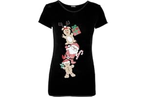 Fashion Star Womens Penguin Santa Reindeer Xmas T Shirt Gingerbread Climb