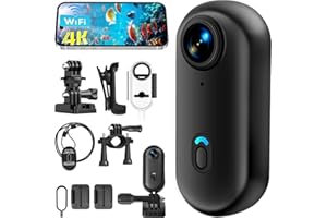 Pudet Luo Mini Action Cam 4K con Custodia Impermeabile, Obiettivo Grandangolare 120° Fotocamera Subacquea WiFi, Compatto Come Pollice Mini Body Cam Condivisione Diretta Social per Immersioni/Ciclismo
