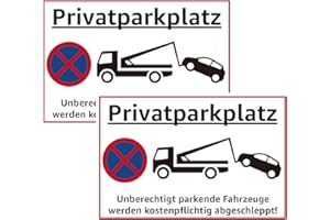 Privatparkplatz Schild, JOYCEMALL 2er Set Parken Verboten Warnschilder Hinweisschild Klares Zeichen für Privatgrundstück Parkverbot aus PVC Hartschaumplatte mit Aufkleber 30x20cm