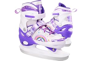Fitense Patines de Hielo para Niñas Ajustables, 4 Tamaños Ice Girl Patines de Hielo de 3-12 Años, Patines de Patinaje sobre Hielo con Cuchillas para Exteriores y Pistas, para Principiantes (28-39CM)