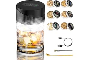 DriveNova Elektrischer Cocktail Smoker Kit - Altmodisch Whiskey Smoker Set mit 6 Holzchips, USB-C wiederaufladbar Whiskey Räucherset Cocktail Zubehör für Whiskey und Bourbon, Geschenk Herren