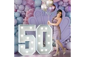 MIXIFOX 90cm Weiß Leuchtzahlen,Gigantische Leuchtende Zahlen Deko Geburtstag,Hochzeitstag,50.Geburtstagsfeier,Leuchtende Zahlen LED,Hochzeit Deko Geburtstag Verlobungsdekoration,Zahl 50