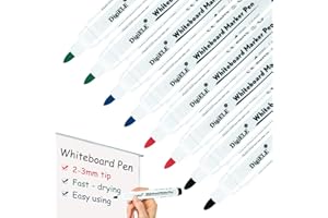 DIGIELE Rotuladores Pizarra Blanca, 4 Colores Rotulador de Pizarra, Borrable en Seco Dentro de 1 Hora y Borrado en Húmedo, Punta de Bala de 2-3 mm, Multicolor: Negro, Rojo, Verde y Azul, Paquete de 8