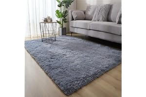 Hiser Rugs Tapis de Salon à Poils Longs Tapis de Sol Moelleux Shaggy Doux et Confortable Moderne Tapis Antidérapant Décoration Intérieure Tapis Moelleux pour Salon Chambre (Gris,60x120cm)