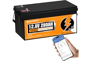 ECO-WORTHY 12V 280AH LiFePO4 Battery,3584Wh Energy with Bluetooth and Low-Temp Protection,Built-in 200A BMS,for Motorhome,Marine,Home Backup,Off-Grid Solar