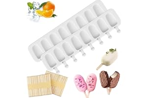 Amebleak 2 Stück Eisformen Silikon, Eisformen Eis Am Stiel, Popsicle Molds mit 100 Eisstiele Holz, Stieleisformen, Silikon Eisformen mit Stiel, Ice Cream Mold, Eis Selber Machen Formen (A)