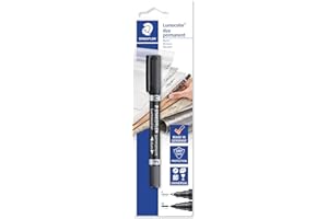 Staedtler Lumocolor - Pennarello Indelebile Nero Ricaricabile, Pennarelli Doppia Punta per Tutte le Superfici, Pennarelli Punta Grossa e Punta Fine ad Asciugatura Rapida, Cancelleria Scuola e Ufficio