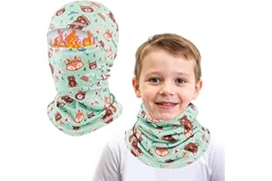 AYPOW Pasamontañas Térmico de Invierno Niños, Multifunción Prueba de Viento Forro Polar Cálido Máscara de Esquí Ciclismo Sombreros Gorro con Calentador de Cuello, Mascarilla para 4-10 Años Niños Niñas