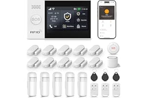 LWOHSI Sistema di sicurezza domestica, sistema di allarme wireless GSM WiFi, allarme antifurto domestico touch screen da 4,3" compatibile con Alexa Google Home