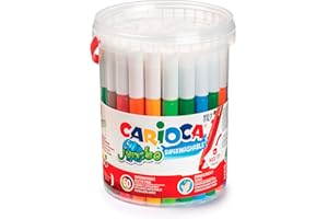CARIOCA Jumbo | Pennarelli Lavabili per Bambini in Barattolo con Maniglia, Set Pennarelli Punta Grossa, 50 Colori