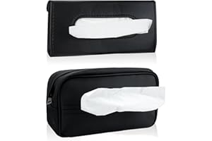 MOAMUN 2PCS Car Tissue Holder, MAOMUN Car Tissues Car Tissue Box Set, Tissues Box Multipack Premium PU Leather Tissue Box Holder, Car Accessories Tissue Holder for Home Room Office Car Decoration(Black)