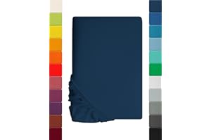 Jersey Spannbettlaken, Spannbetttuch, Lavea Serie Maya, 90x200cm | 100x200cm, Galaxyblau, 100% Baumwolle, hochwertige Verarbeitung, mit Gummizug