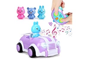 kramow Girls Toys for 2 Year Old, Remote Control Car Toys for Kids, RC Car 3 Dolls, Music and Lights, Birthday Gifts Baby Toys for Girls Kids Boys, Purple