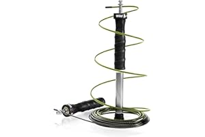 Wild Instincts® Comba de Saltar Profesional, Agarres Antideslizantes, Cuerda de Acero de 3m / Cuerda para Saltar con Rodamiento de Bolas/Pesas Extra con Bolsa/Combas de Fitness/Comba Boxeo