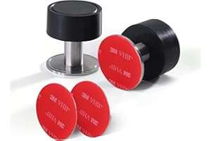 AFFIXARC 2 Pack Self-Adhesive Door Stop 2-in-1 Installation, Stainless Steel Door Stoppers for Floor, Door stoppers for skirtings 3M VHB or Screws, Noise Dampening Rubber, Wall Mounted Door Stops Indoors Black
