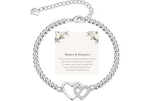 RANKEEF Gifts For Mum And Daughter Silver Bracelet For Women With Zircon Sterling Silver Beaded Bracelet Gift Thoughtful Card For Mom And Daughter/Always Remmber
