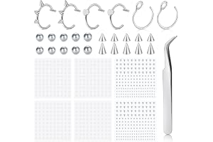 FloralGrace 13 delar falskt piercingset, inklusive näsring i rostfritt stål, falsk läppiercing, näsring, septum, perfekt för
