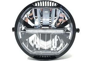 Alchemy Parts Motorcycle LED Headlight Universal 7 inch 178mm Diameter Homologated/E-marked for Custom Streetfighter Café Racer Street Bike with High Low and DRL Daytime Running Lights | Side Mount