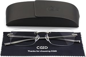 CGID Gafas de Lectura Presbicia para Hombre y Mujer, Sin Montura, Rectangulares, con Bisagra de Resorte, Gafas de Lectura de Moda para Lectores