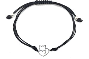 MASBARATA PULSERA HILO GATO-CORAZON DE PLATA DE LEY 925/1000