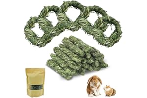 EYKSTA 20 Stück Kaninchen Kauspielzeug Natürlicher Timothy Heu Stick, Kaninchen Zahnschleif Grasring Spielzeug, Kleintiere Kauspielzeug Snacks für Kaninchen Chinchilla Hamster Meerschweinchen (20 Stück)