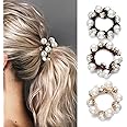 Runmi Elastici per capelli, 3 pezzi, elastici per capelli con perle, elastici per capelli forti e elastici per coda di cavall