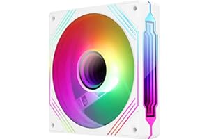 TZMRIT Wentylator RGB 140 mm, 5 V 3-pinowy ARGB, 4-pinowy wentylator PWM, biały
