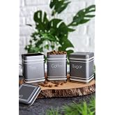 EVLE-Metal &Ccedil;ay, Kahve, Şeker Saklama Kutusu 3 L&uuml; Set 7.5 x 7.5 x 10.2 cm, Silver (Silver)