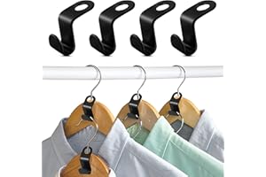 DREAMARK Uchwyt łączący do wieszaków na ubrania, 60 sztuk, klips do wieszania krawatów do szafy na ubrania, idealny jako wieszak na ubrania, akcesoria, organizer na ubrania (czarny)
