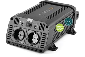 Technaxx Växelriktare för bil 12V till 230V 1200W, spänningsomvandlare TE16