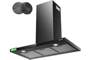GASLAND TR90BS A++ Cappa Aspirante 90 cm Umluft, Cappa a Parete 881 m³/h con Touch Control, 4 Livelli incl. Booster, Scarico Fumi, Montaggio a Parete, Filtro a Carbone Attivo CF176