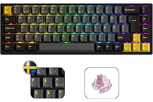 Akko 3068B Plus Tastiera da gioco meccanica RGB, layout ISO-DE/Nordico, 3 modalità (BT5.0/2.4Ghz/Tipo C) Mini tastiera compatta con Hotswap, tasti Cherry PBT, programmabile (Jelly Rosa)