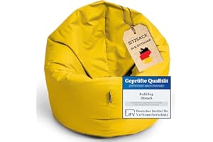 ‎BUBIBAG BuBiBag Sitzsack für Kinder und Jugendliche - Indoor Outdoor Bodenkissen, Sitzkissen oder als Gaming Sitzsack, geliefert mit Füllung (100 cm Durchmesser, gelb)