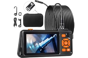 Dual Linsen Endoskopkamera, CHILEAD 1080P Industrielles Doppellinsen-Boreskop, 4,5 Zoll IPS Bildschirm Endoskop Rohrkamera, 6+1 Licht Kanalkamera Wasserdichtes Schlangenkamera, 3000mAh Akku, 5M
