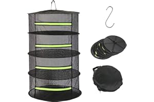 Drufoful Malla Secado Hierbas, 4 Capas Red Seca de Malla para Colgar, Rejilla para Secado de Hierbas con Cremalleras, con Cremallera En Forma De U Y Gancho En S,para Colgar Hierbas, Flores,Pescado