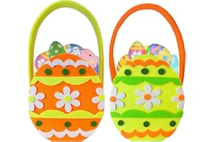 BINXWA 2 Stücke Osterkorb Filz, Osternester zum Befüllen Eier Filz Kinder Osterkörbchen mit Henkel zur Ostern für Ostereier